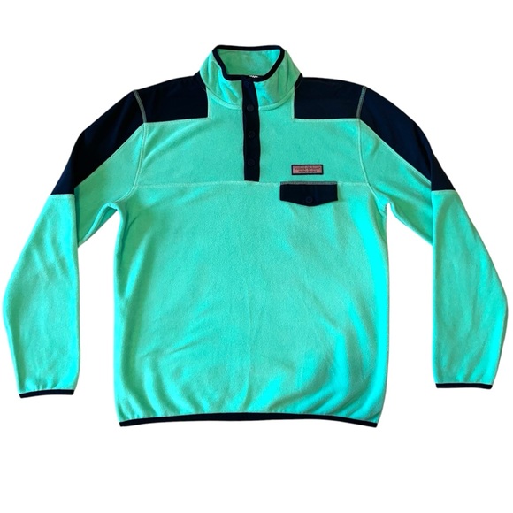 Vineyard Vines Men Sherpa Pullover Seafoam Green Blue Men’s Medium - Picture 1 of 10
